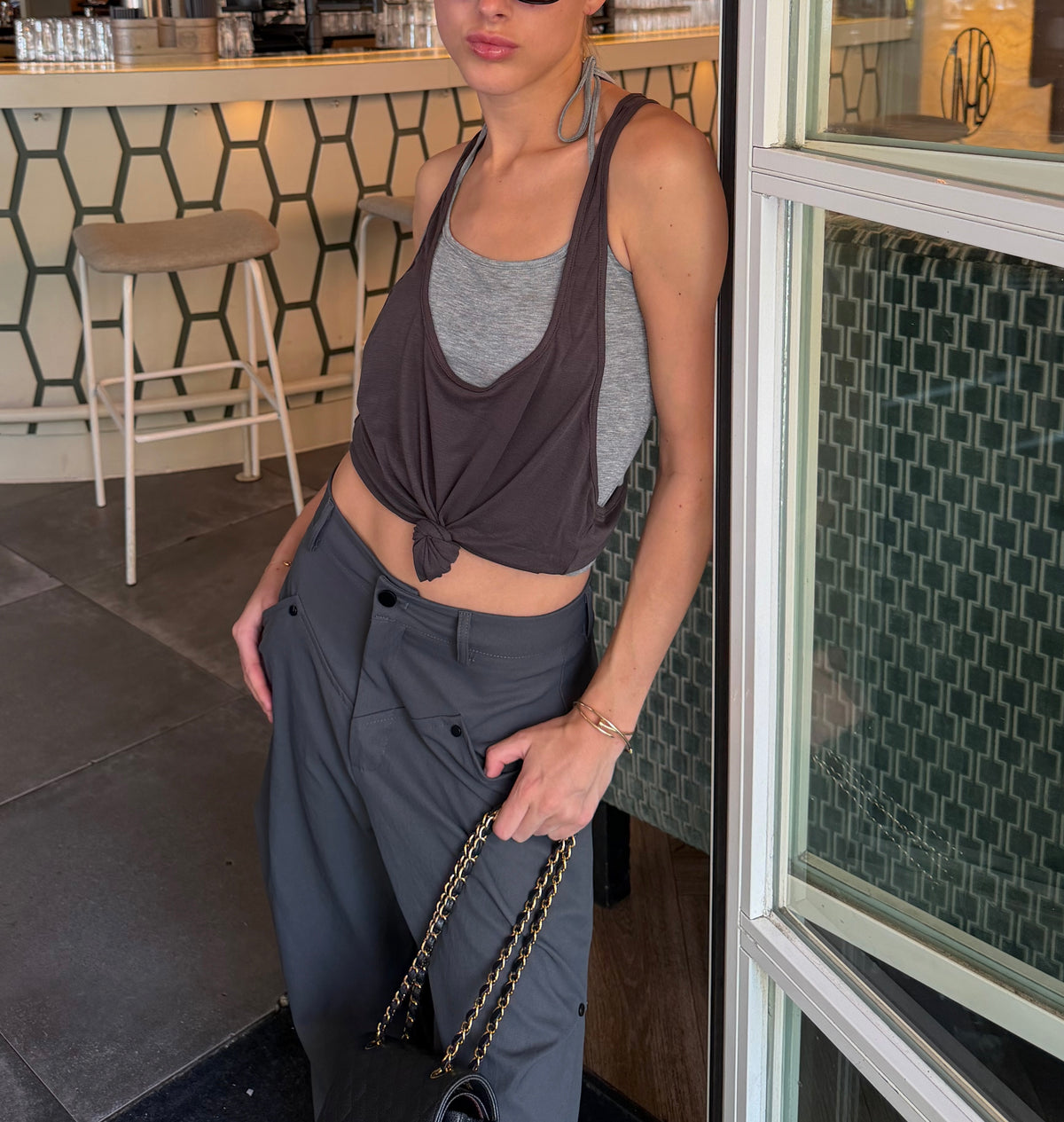 2 piece tank top in grey