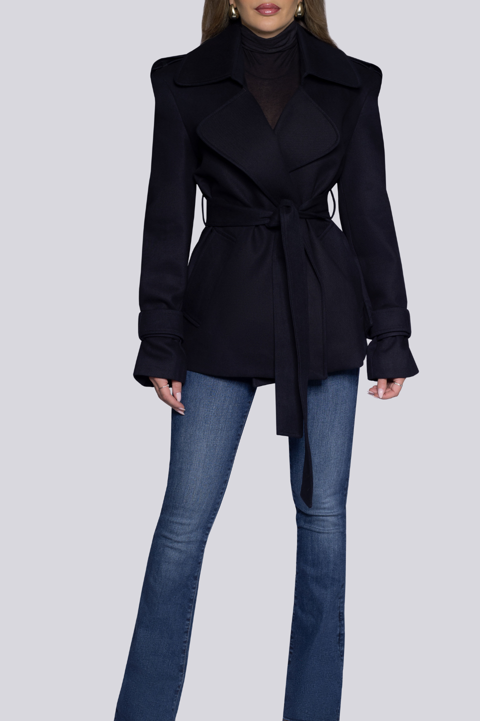 Denim trench coat