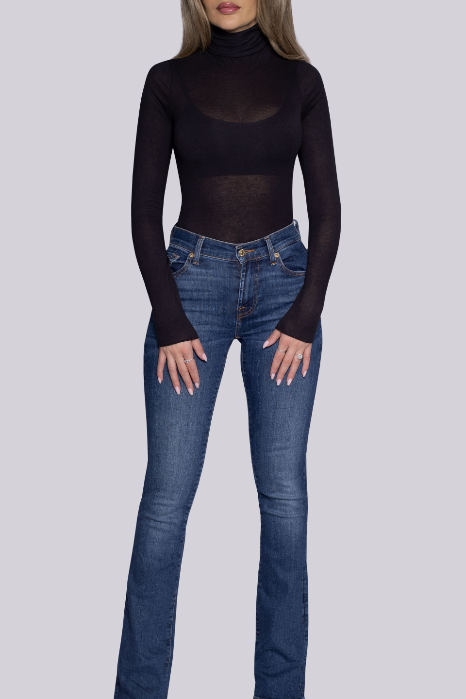 Cashmere turtleneck top in Black