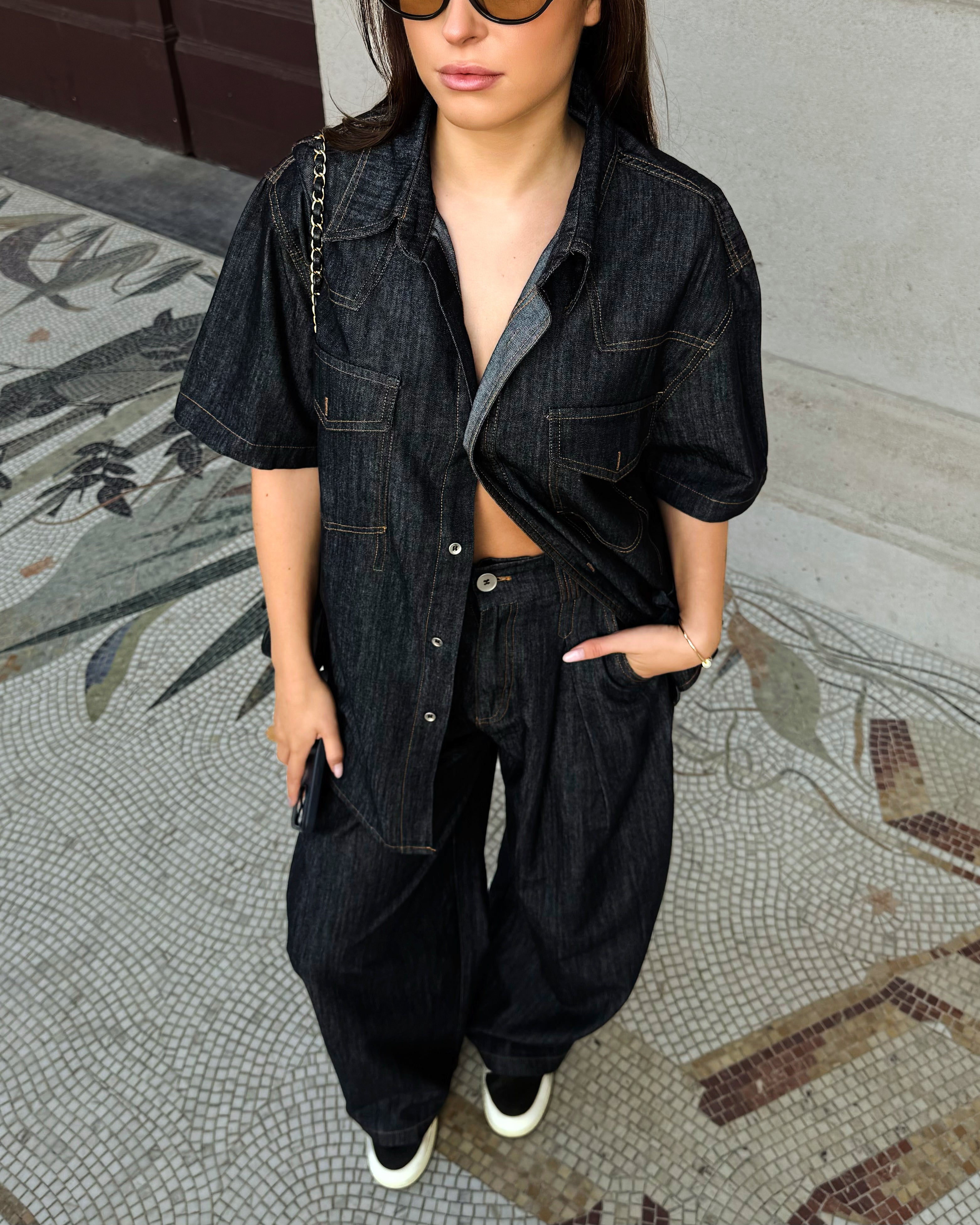 Oversized denim blouse
