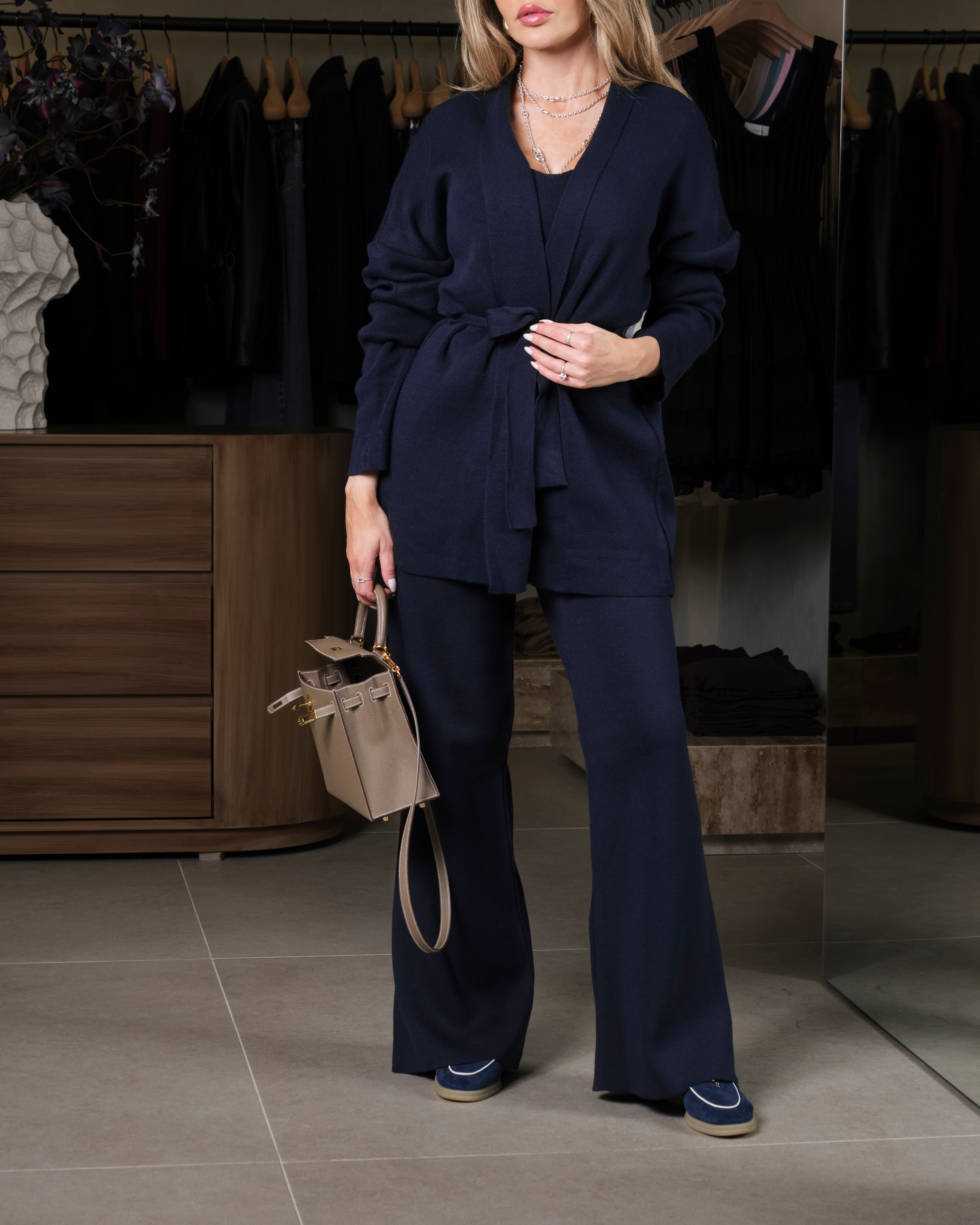 3-Pieced knit co-ord set in Navy