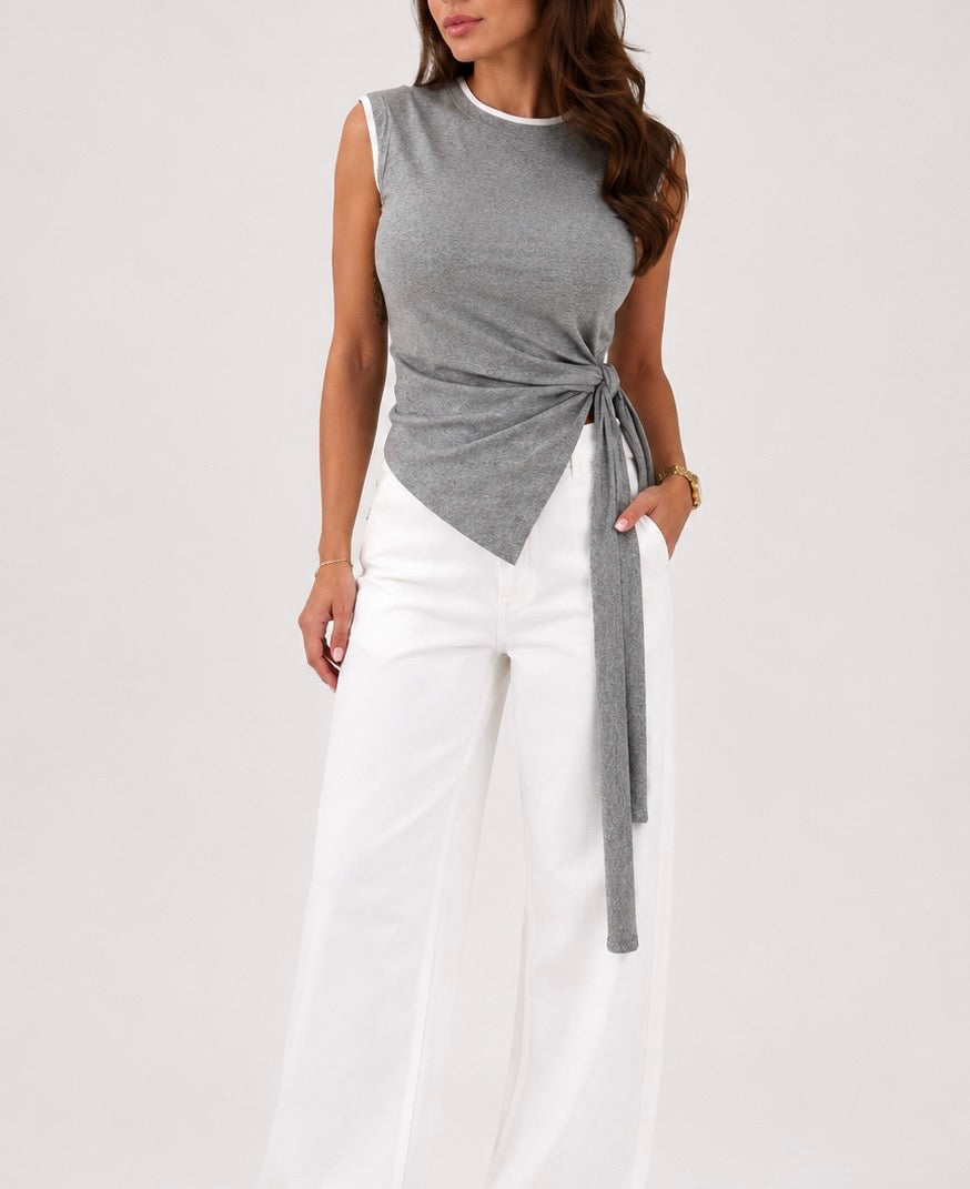 Tie Top in Grey