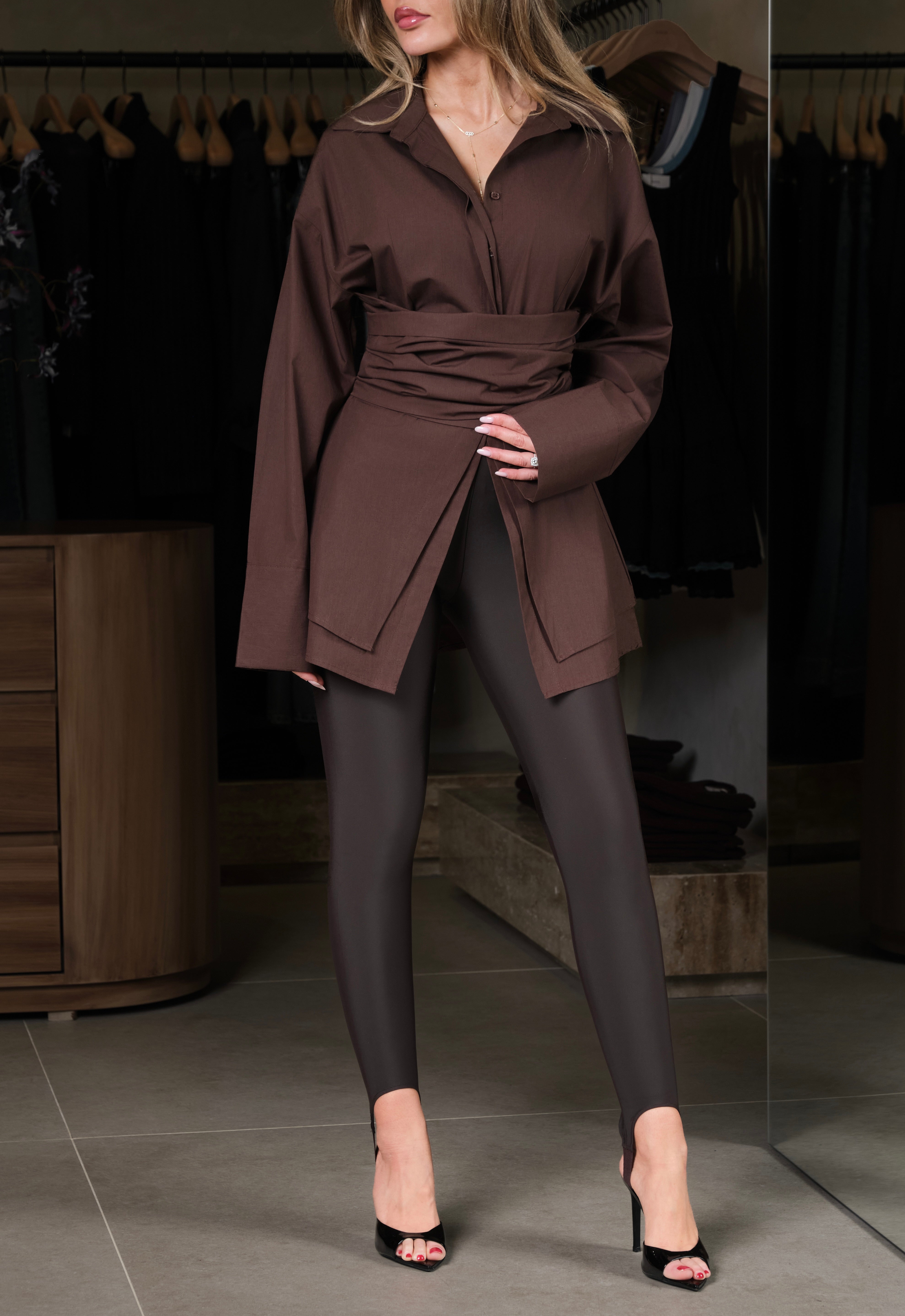 Wrap blouse in Brown