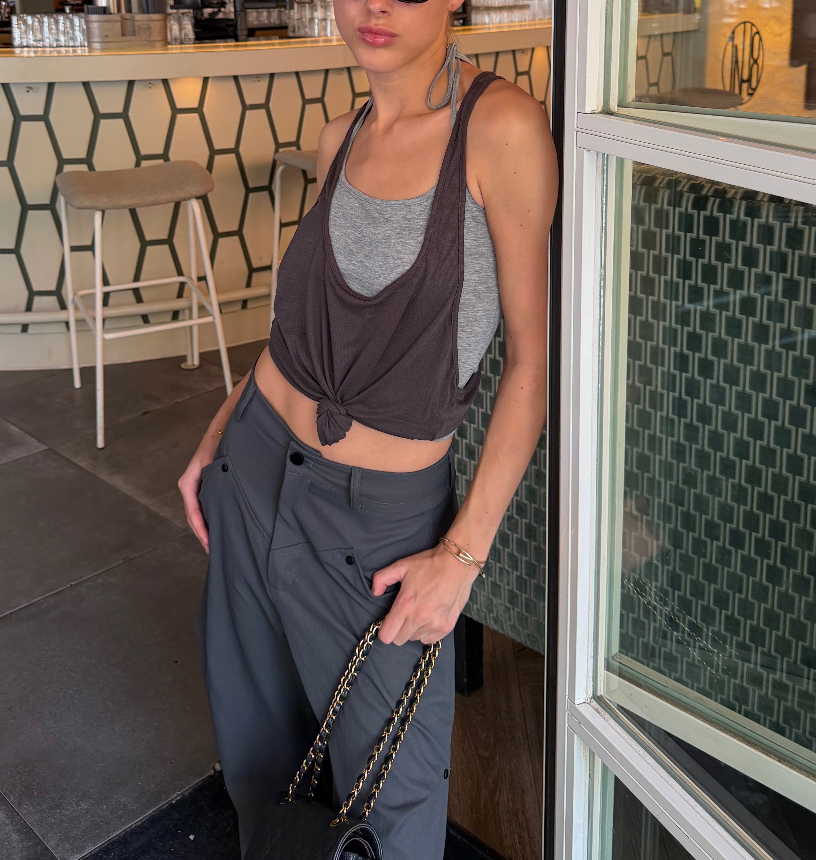 2 piece tank top in grey