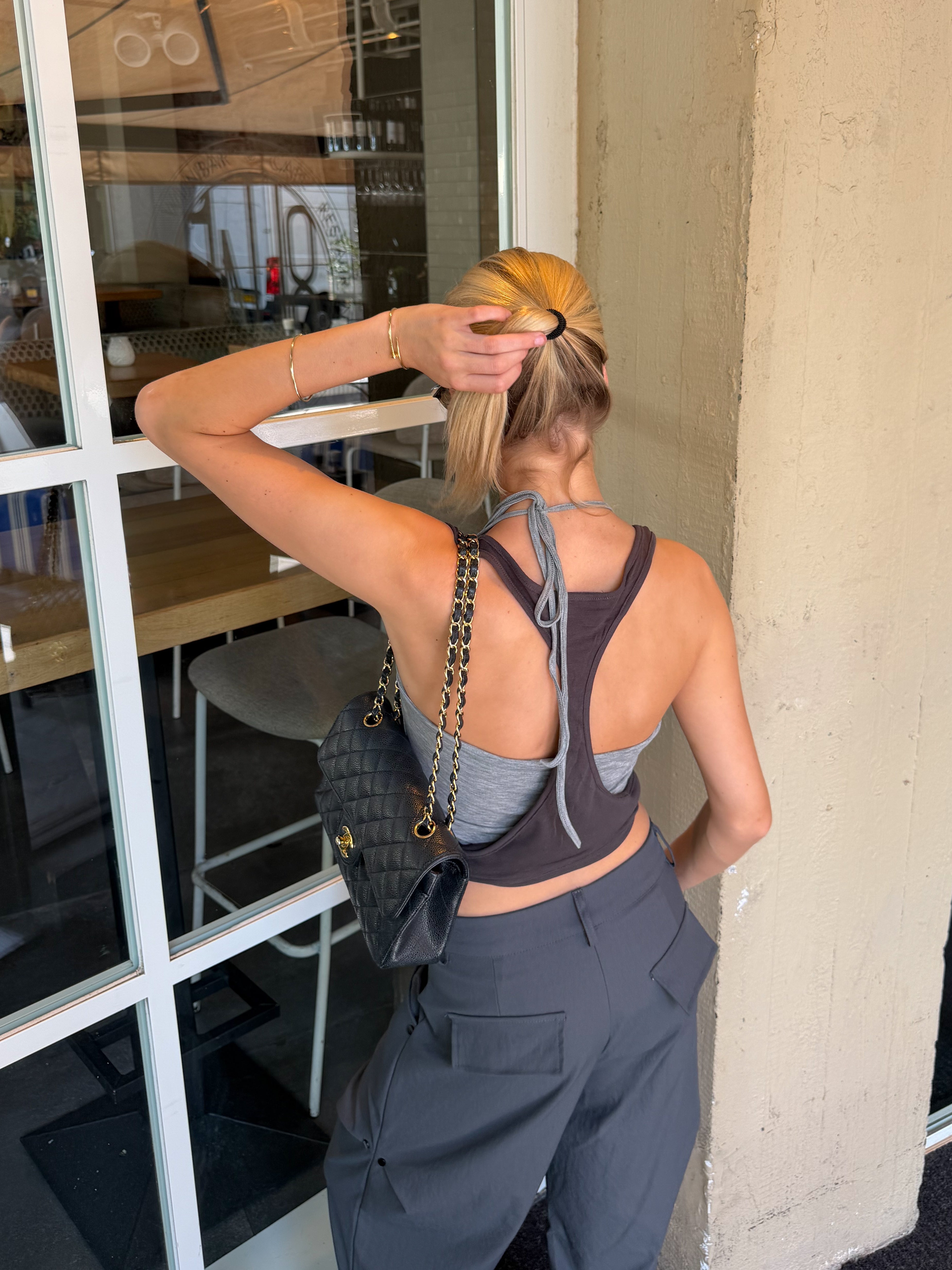 2 piece tank top in grey