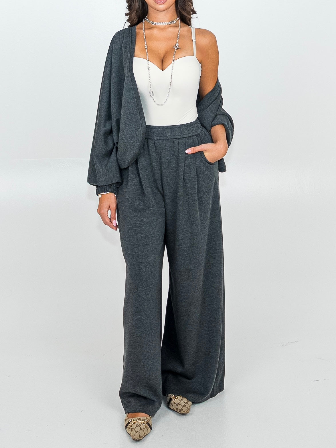 Cocoon knit set Grey