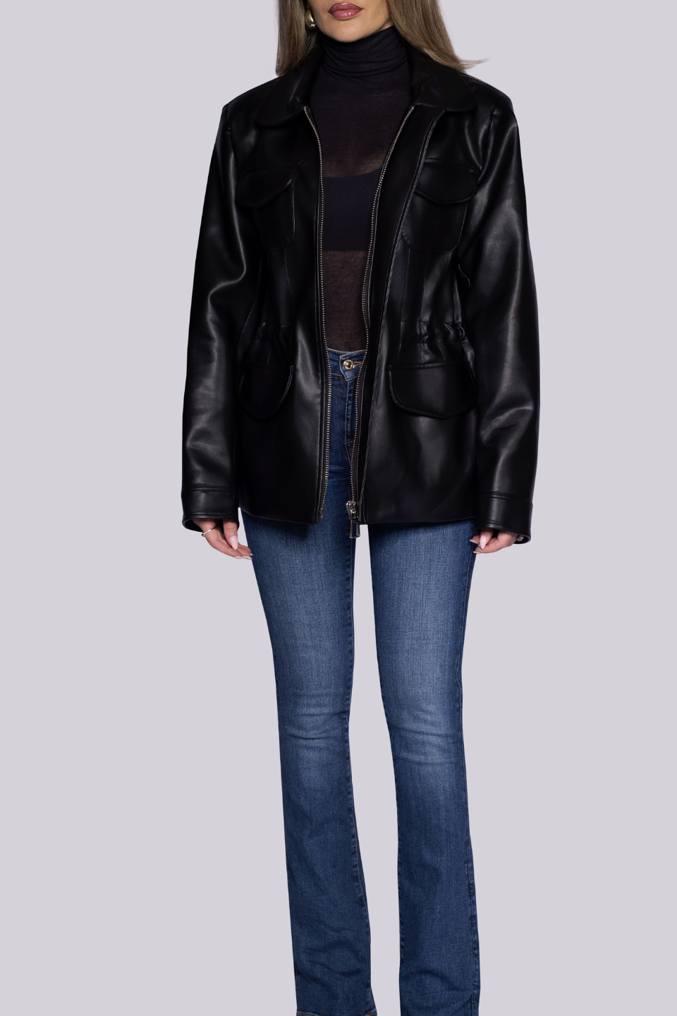 Fitted leather jacket