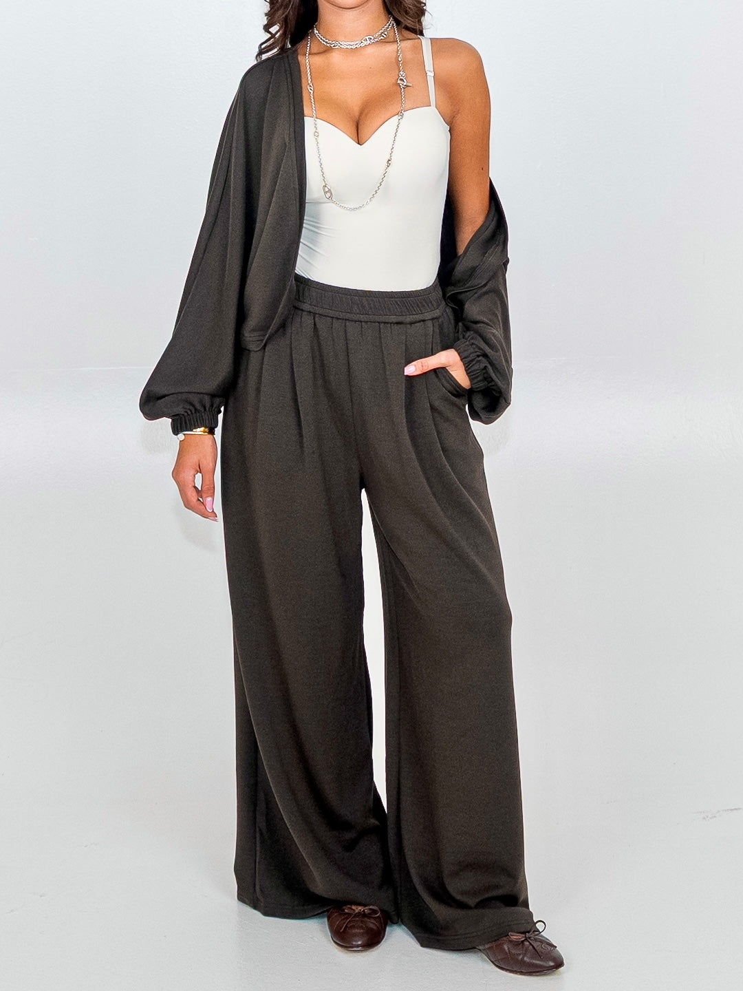 Cocoon knit set in Brown