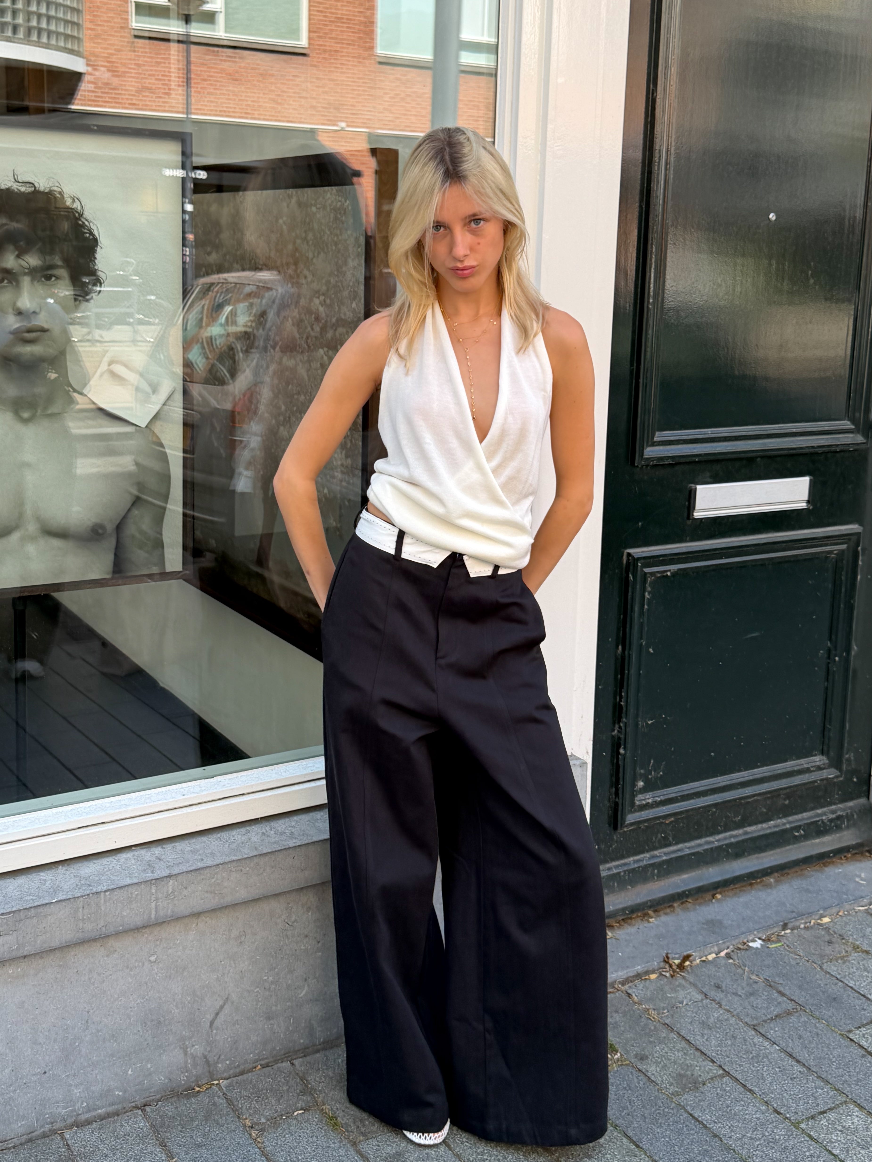 Fold over wide leg pants