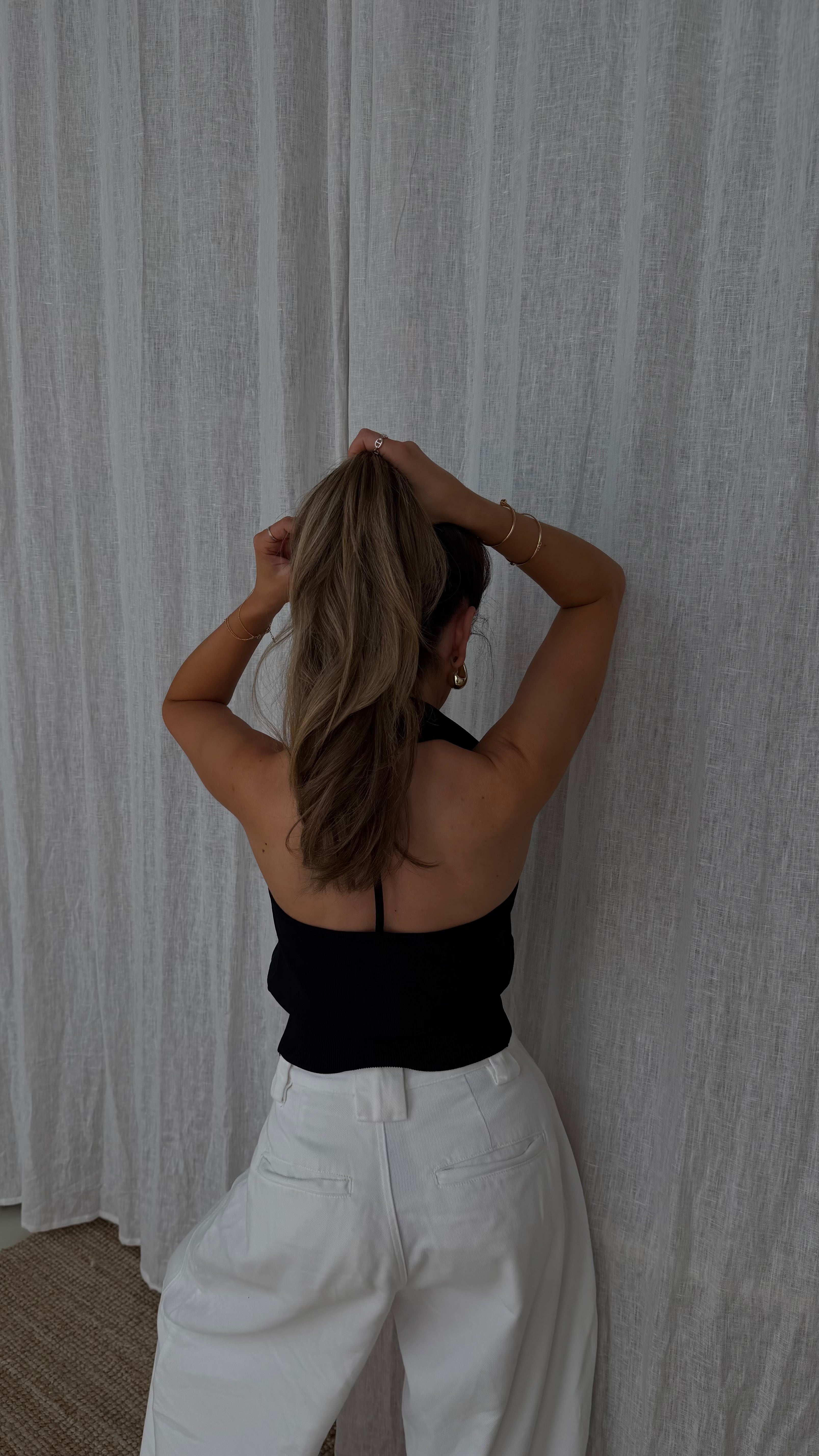 Knit halter top in Black