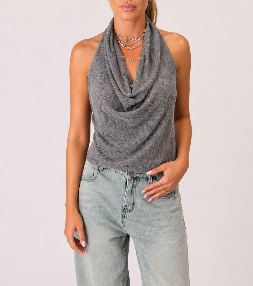 Knit halter top in Grey