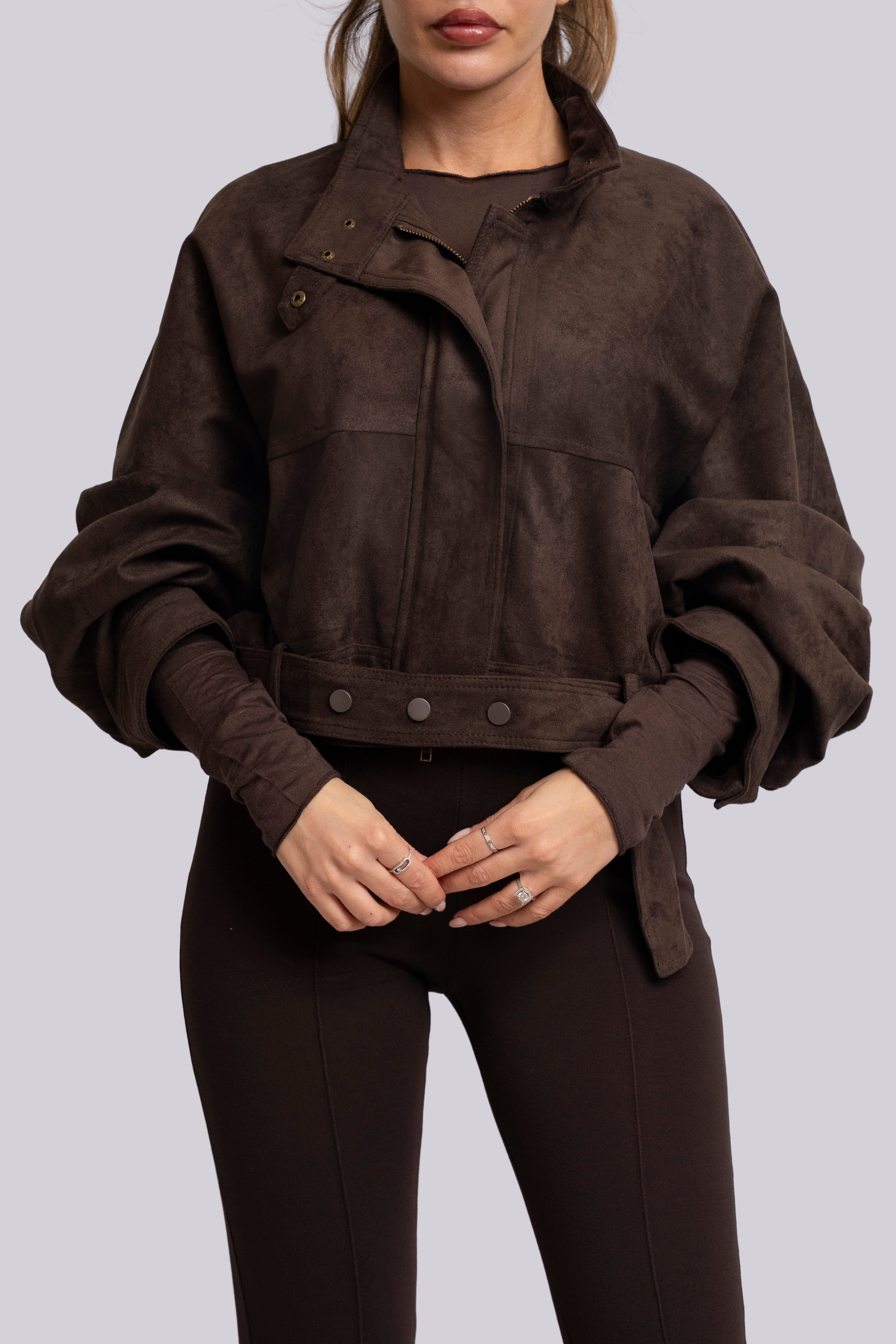 Cropped suede jacket