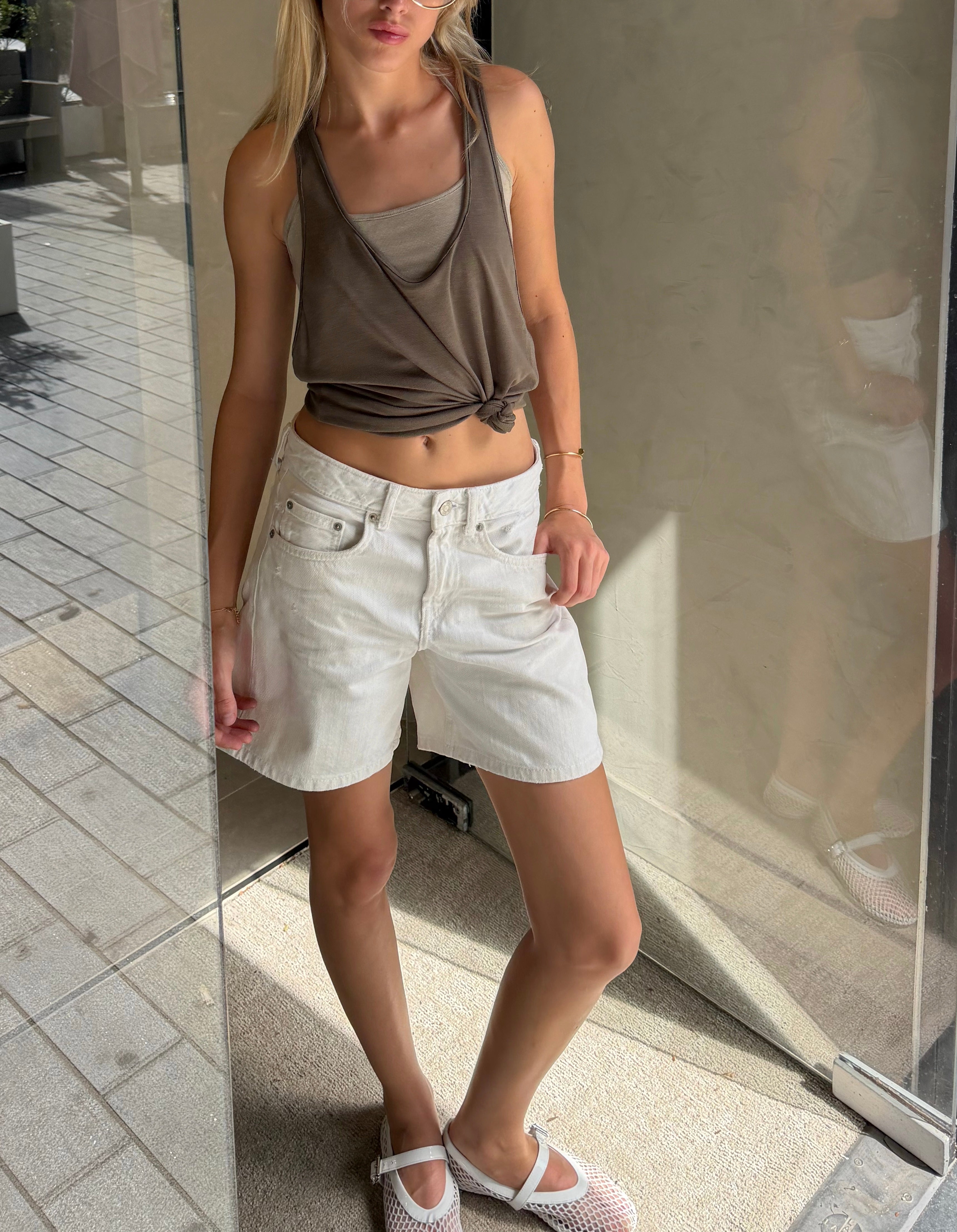 2 piece tank top in Taupe