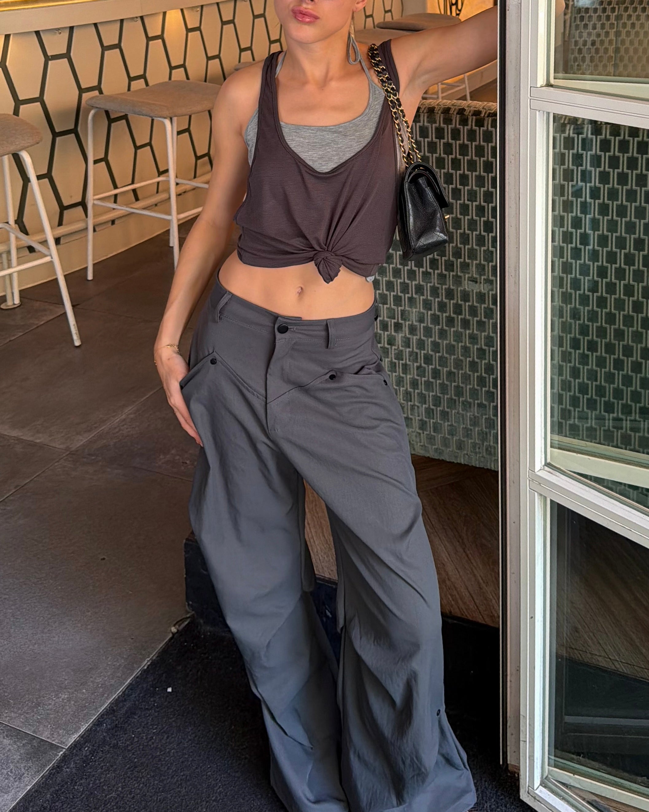 2 piece tank top in grey