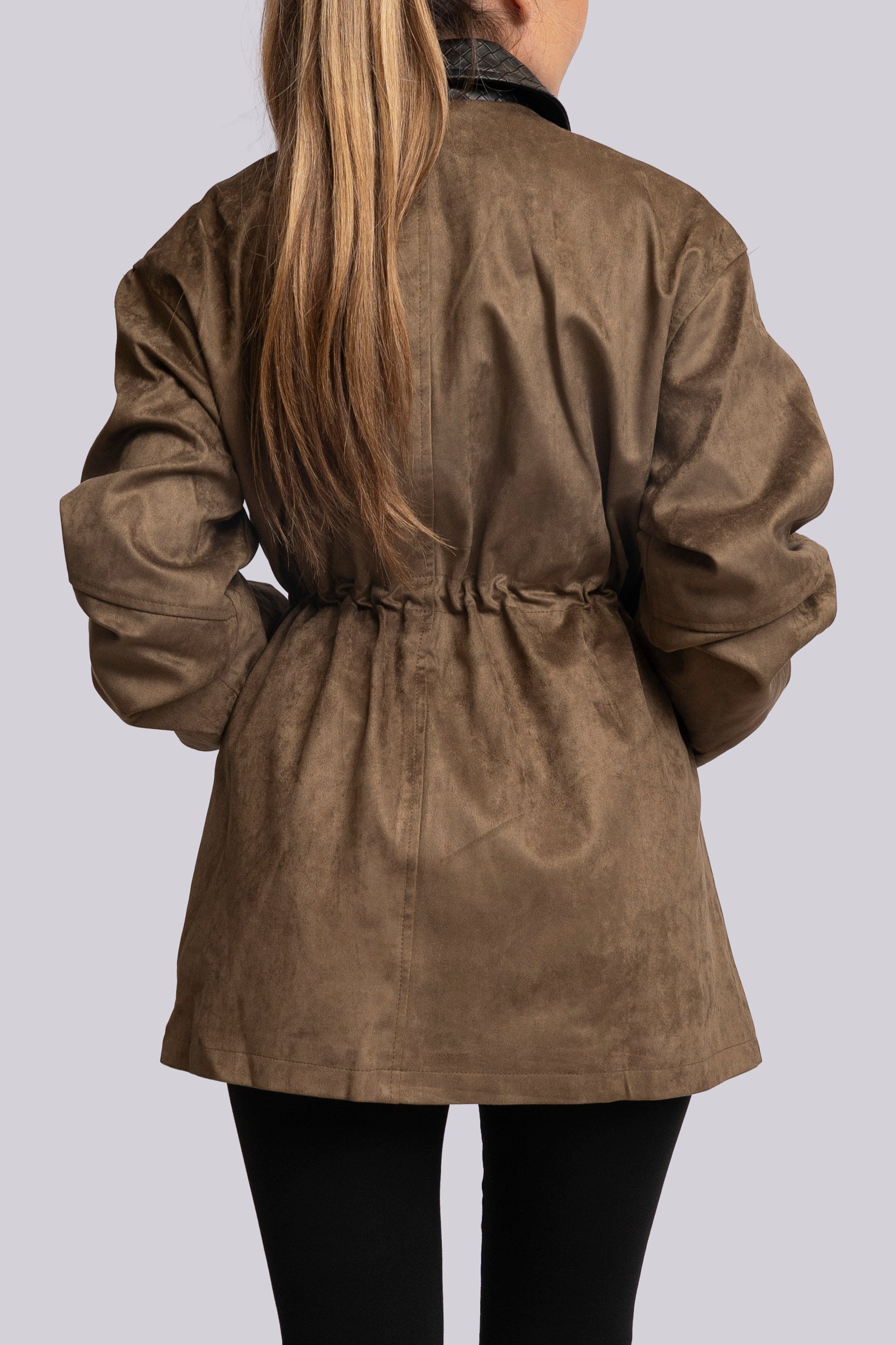 Suede jacket with leather details