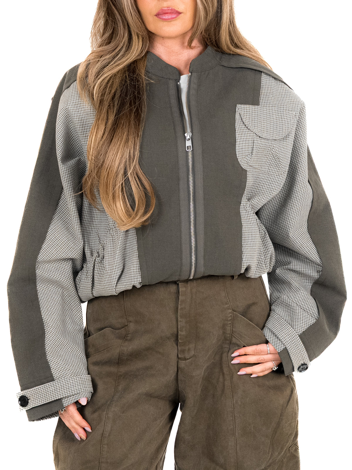 Gaia patchwork bomber jacket Olive