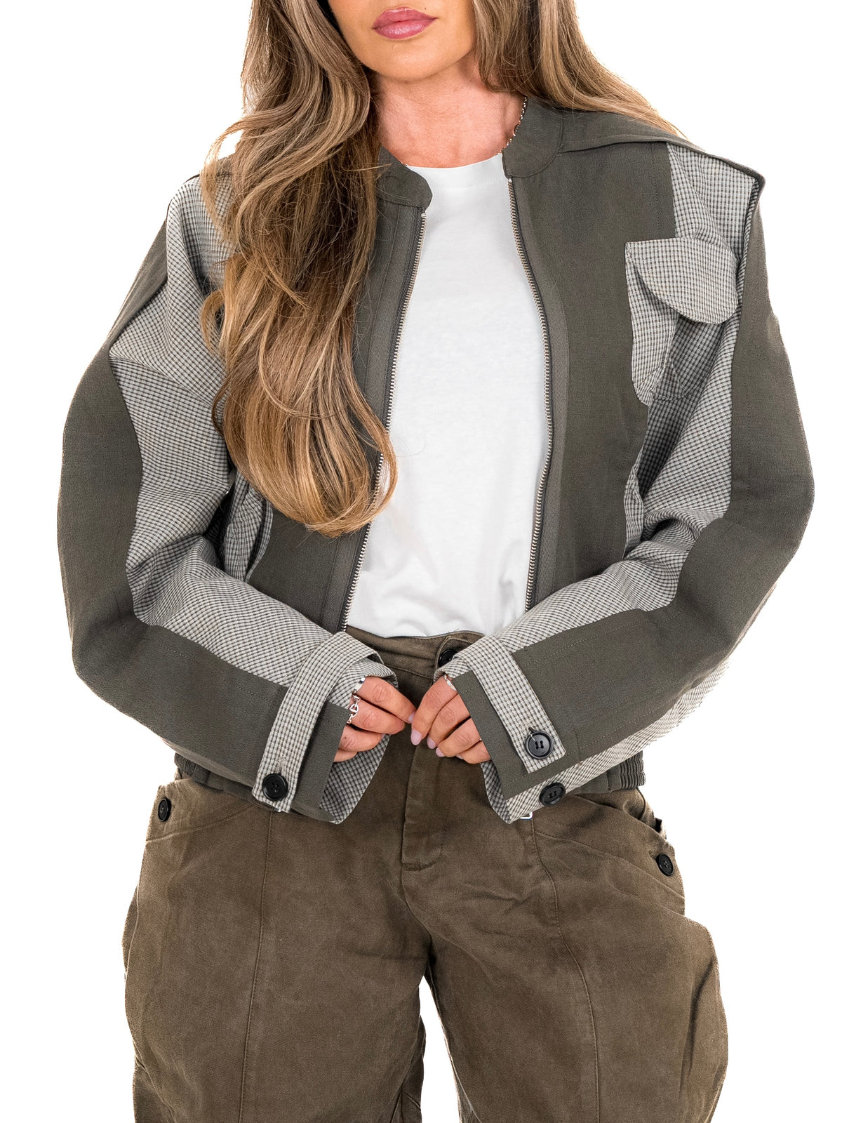 Gaia patchwork bomber jacket Olive