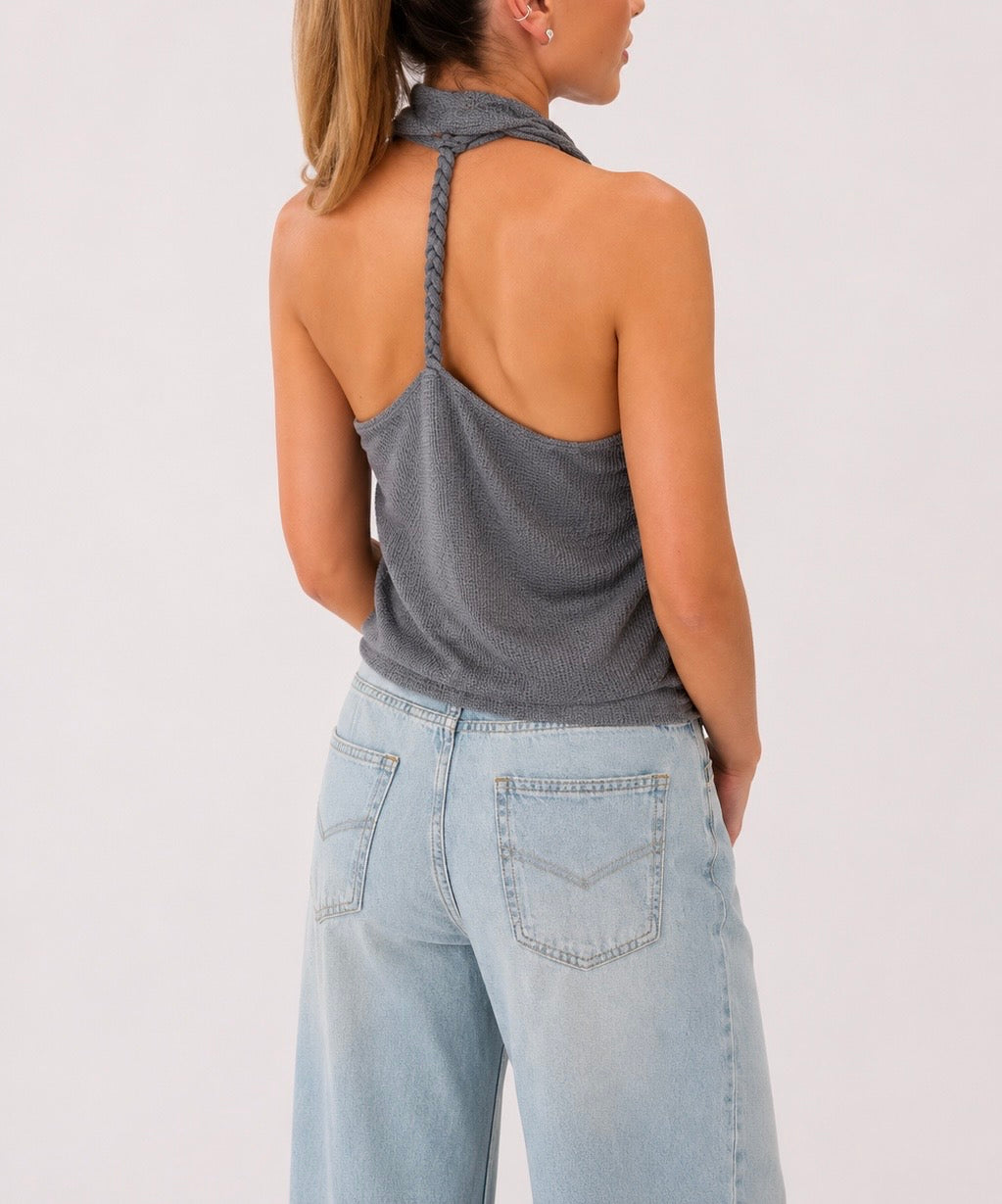 Knit halter top in Grey