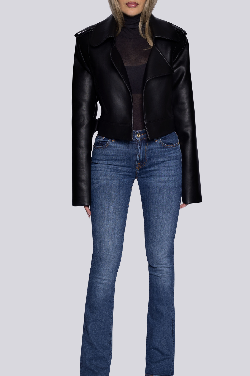 Cropped leather jacket